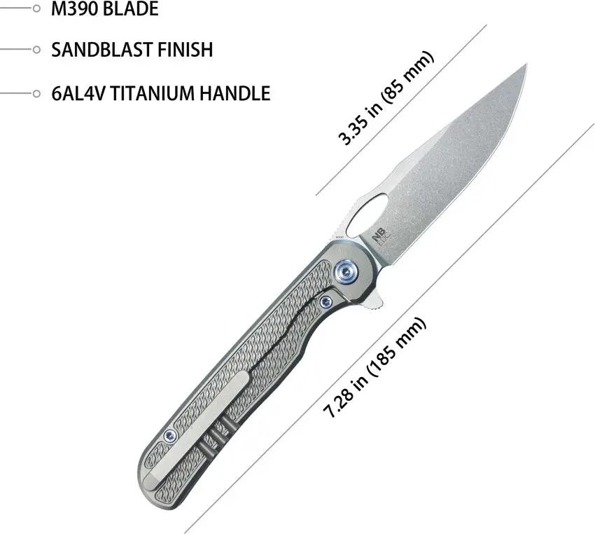 Kubey Hydro Framelock Gray KB323A - 3 Inch Satin Bohler M390 Blade With Titanium Handle For Everyday Carry by Kubey