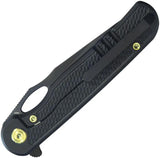 Kubey Hydro Framelock - Black KB323B 3 Inch Bohler M390 Blade With Textured Titanium Handle And Extended Tang by Kubey