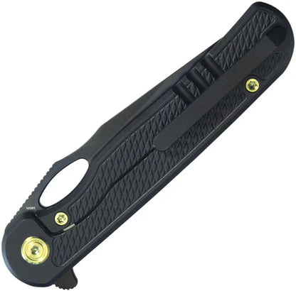 Kubey Hydro Framelock - Black KB323B 3 Inch Bohler M390 Blade With Textured Titanium Handle And Extended Tang by Kubey