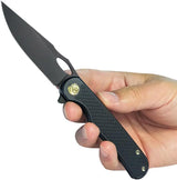 Kubey Hydro Framelock - Black KB323B 3 Inch Bohler M390 Blade With Textured Titanium Handle And Extended Tang by Kubey