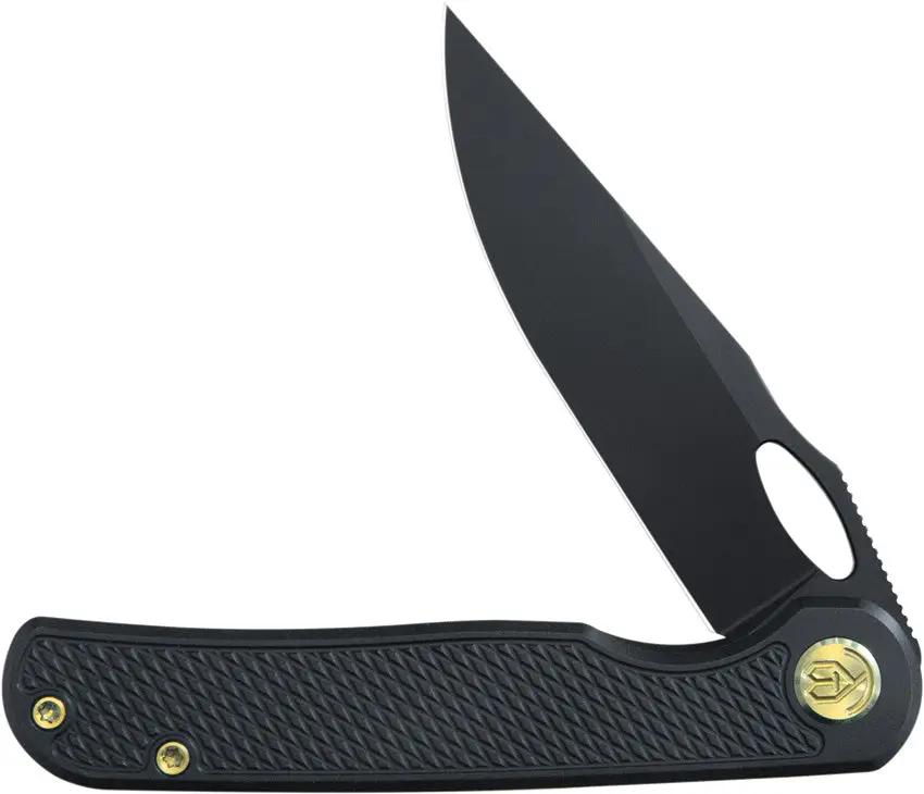 Kubey Hydro Framelock - Black KB323B 3 Inch Bohler M390 Blade With Textured Titanium Handle And Extended Tang by Kubey