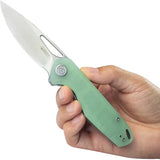 Kubey Doris Linerlock Jade - Jade G10 Handle And Satin 14C28N Sandvik Blade With Extended Tang And Thumb Pull by Kubey