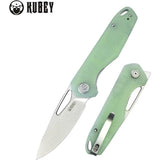 Kubey Doris Linerlock Jade - Jade G10 Handle And Satin 14C28N Sandvik Blade With Extended Tang And Thumb Pull by Kubey