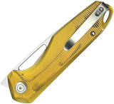 Kubey Doris Linerlock Ultem KU324H - Satin 3.25 Inch 14C28N Sandvik Blade, Ultem Handle, Extended Tang, Pocket Clip by Kubey