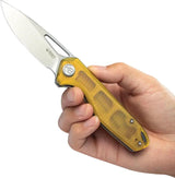 Kubey Doris Linerlock Ultem KU324H - Satin 3.25 Inch 14C28N Sandvik Blade, Ultem Handle, Extended Tang, Pocket Clip by Kubey
