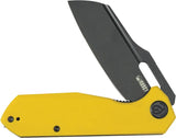 Kubey Atlas Linerlock - Black Stonewash 14C28N Blade With Yellow G10 Handle Extended Tang Pocket Clip by Kubey