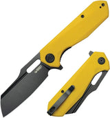 Kubey Atlas Linerlock - Black Stonewash 14C28N Blade With Yellow G10 Handle Extended Tang Pocket Clip by Kubey