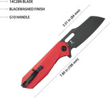 Kubey Atlas Linerlock Red KU328F - 14C28N Sandvik Stainless Blade Red G10 Handle by Kubey