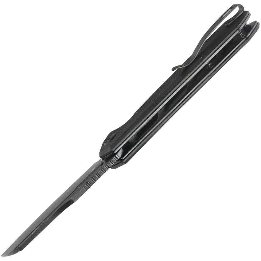 Kubey Atlas Linerlock KU328G - Black Stonewash Finish 14C28N Sandvik Stainless Blade, Black G10 Handle, Extended Tang by Kubey