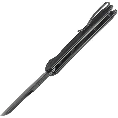 Kubey Atlas Linerlock KU328G - Black Stonewash Finish 14C28N Sandvik Stainless Blade, Black G10 Handle, Extended Tang by Kubey