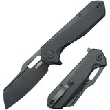 Kubey Atlas Linerlock KU328G - Black Stonewash Finish 14C28N Sandvik Stainless Blade, Black G10 Handle, Extended Tang by Kubey
