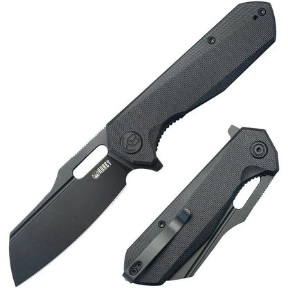 Kubey Atlas Linerlock KU328G - Black Stonewash Finish 14C28N Sandvik Stainless Blade, Black G10 Handle, Extended Tang by Kubey