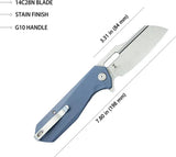 Kubey Atlas Linerlock Blue KU328H - Blue G10 Handle With Satin 14C28N Blade, Extended Tang, Thumb Pull, Pocket Clip by Kubey