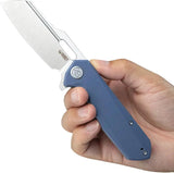 Kubey Atlas Linerlock Blue KU328H - Blue G10 Handle With Satin 14C28N Blade, Extended Tang, Thumb Pull, Pocket Clip by Kubey