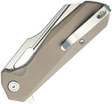 Kubey Atlas Linerlock Tan KU328J - Satin 14C28N Sandvik Stainless Blade Tan G10 Handle Pocket Clip by Kubey