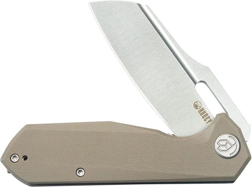 Kubey Atlas Linerlock Tan KU328J - Satin 14C28N Sandvik Stainless Blade Tan G10 Handle Pocket Clip by Kubey