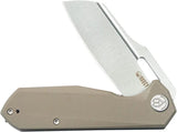 Kubey Atlas Linerlock Tan KU328J - Satin 14C28N Sandvik Stainless Blade Tan G10 Handle Pocket Clip by Kubey