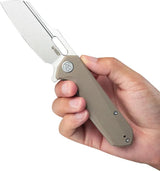 Kubey Atlas Linerlock Tan KU328J - Satin 14C28N Sandvik Stainless Blade Tan G10 Handle Pocket Clip by Kubey
