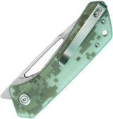 Kubey Thalia Front Flipper KU331K - Stonewash 3.25in 14C28N Sandvik Stainless Blade With Digital Camo G10 Handle by Kubey