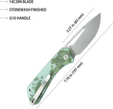 Kubey Thalia Front Flipper KU331K - Stonewash 3.25in 14C28N Sandvik Stainless Blade With Digital Camo G10 Handle by Kubey