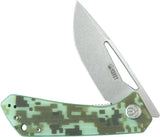Kubey Thalia Front Flipper KU331K - Stonewash 3.25in 14C28N Sandvik Stainless Blade With Digital Camo G10 Handle by Kubey