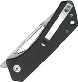 Kubey Thalia Front Flipper Black KU331L - 4.5 Inch Closed, 3.25 Inch Stonewashed 14C28N Blade With Black G10 Handle by Kubey