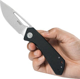 Kubey Thalia Front Flipper Black KU331L - 4.5 Inch Closed, 3.25 Inch Stonewashed 14C28N Blade With Black G10 Handle by Kubey