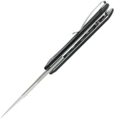 Kubey Thalia Front Flipper Black KU331L - 4.5 Inch Closed, 3.25 Inch Stonewashed 14C28N Blade With Black G10 Handle by Kubey
