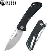 Kubey Thalia Front Flipper Black KU331L - 4.5 Inch Closed, 3.25 Inch Stonewashed 14C28N Blade With Black G10 Handle by Kubey