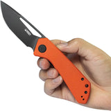 Kubey Thalia Front Flipper Orange G10 Knife 4.5 Inch Closed 3.25 Inch Sandvik 14C28N Stainless Blade Black Stonewash by Kubey