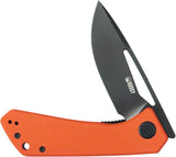 Kubey Thalia Front Flipper Orange G10 Knife 4.5 Inch Closed 3.25 Inch Sandvik 14C28N Stainless Blade Black Stonewash by Kubey