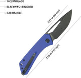 Kubey Thalia Front Flipper - Blue G10 Handle With 14C28N Sandvik Blade Black Stonewash 4.5 Inch Closed by Kubey