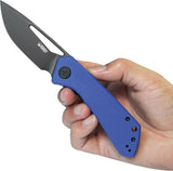 Kubey Thalia Front Flipper - Blue G10 Handle With 14C28N Sandvik Blade Black Stonewash 4.5 Inch Closed by Kubey