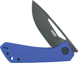 Kubey Thalia Front Flipper - Blue G10 Handle With 14C28N Sandvik Blade Black Stonewash 4.5 Inch Closed by Kubey