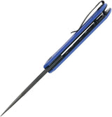 Kubey Thalia Front Flipper - Blue G10 Handle With 14C28N Sandvik Blade Black Stonewash 4.5 Inch Closed by Kubey