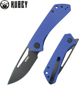 Kubey Thalia Front Flipper - Blue G10 Handle With 14C28N Sandvik Blade Black Stonewash 4.5 Inch Closed by Kubey