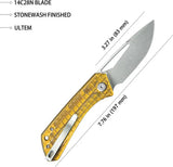 Kubey Thalia Front Flipper Ultem KU331Q - D2 Satin Blade, Ultem Handle, Extended Tang, Pocket Clip by Kubey