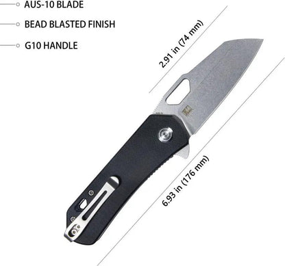 Kubey Duroc Linerlock - Pocket Clip EDC Knife With D2 Tool Steel Sheepsfoot Blade by Kubey