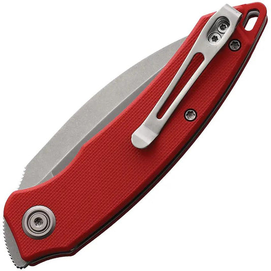 Kubey Leaf Linerlock Red KU333F - AUS-10A Stainless Blade, 4 In Closed, Red G10 Handle, Pocket Clip by Kubey