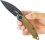Kubey Leaf Linerlock - Black Ultem Handle Knife With Extended Tang And Pocket Clip For EDC AUS-10A Stainless Blade by Kubey