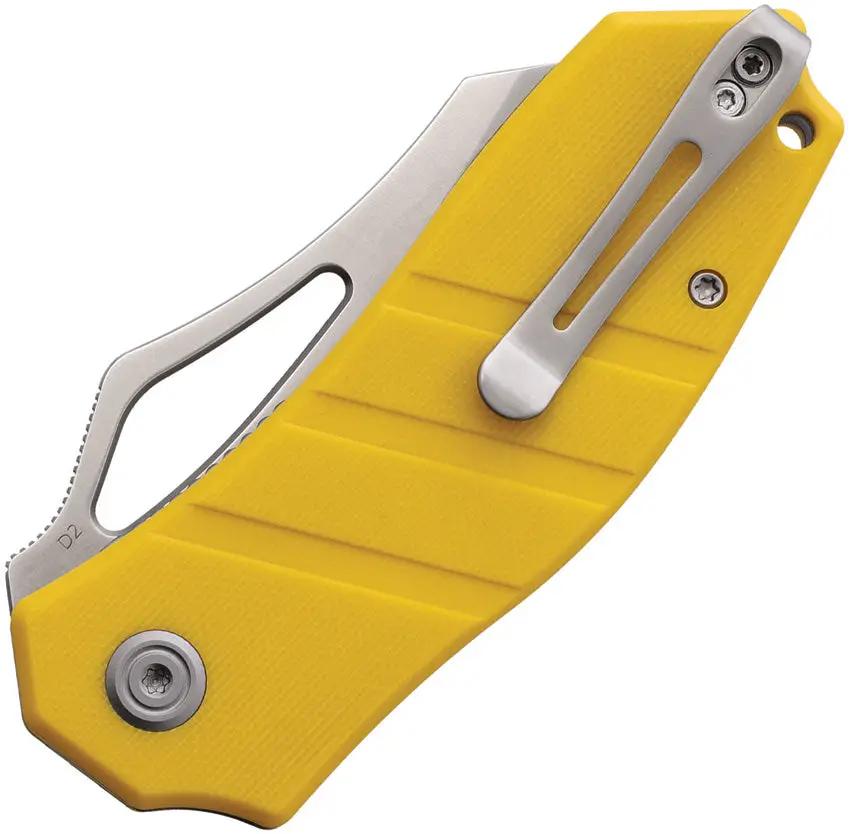 Kubey Ceyx Linerlock - Yellow G10 Handle D2 Tool Steel Modified Tanto Blade Satin Finish by Kubey
