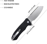 Kubey Creon Button Lock Black KU336E - AUS-10A Stainless Blade Bead Blast Finish With Black G10 Handle by Kubey