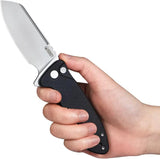 Kubey Creon Button Lock Black KU336E - AUS-10A Stainless Blade Bead Blast Finish With Black G10 Handle by Kubey