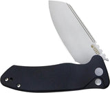 Kubey Creon Button Lock Black KU336E - AUS-10A Stainless Blade Bead Blast Finish With Black G10 Handle by Kubey