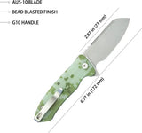 Kubey Creon Button Lock Camo KU336J - AUS-10A Stainless Blade, Bead Blast Finish, Digital Camo G10 Handle by Kubey