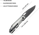Kubey Verijero Framelock Ti Black KB340B - Black Stonewash 14C28N Stainless Blade With Gray Titanium Handle by Kubey