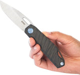 Kubey Verijero Framelock Ti Flame KB340C Titanium Frame Lock Knife - With Flamed Titanium Handle And Satin 14C28N Blade by Kubey