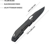 Kubey Verijero Framelock Ti Black KB340D - Sandvik 14C28N Blade With Black Stonewash Titanium Handle by Kubey