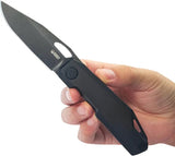 Kubey Verijero Framelock Ti Black KB340D - Sandvik 14C28N Blade With Black Stonewash Titanium Handle by Kubey