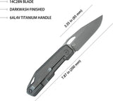 Kubey Verijero Framelock Ti BSW KB340E - Titanium Handle With Dark Stonewash Finish, Extended Tang, 3.38in Blade by Kubey